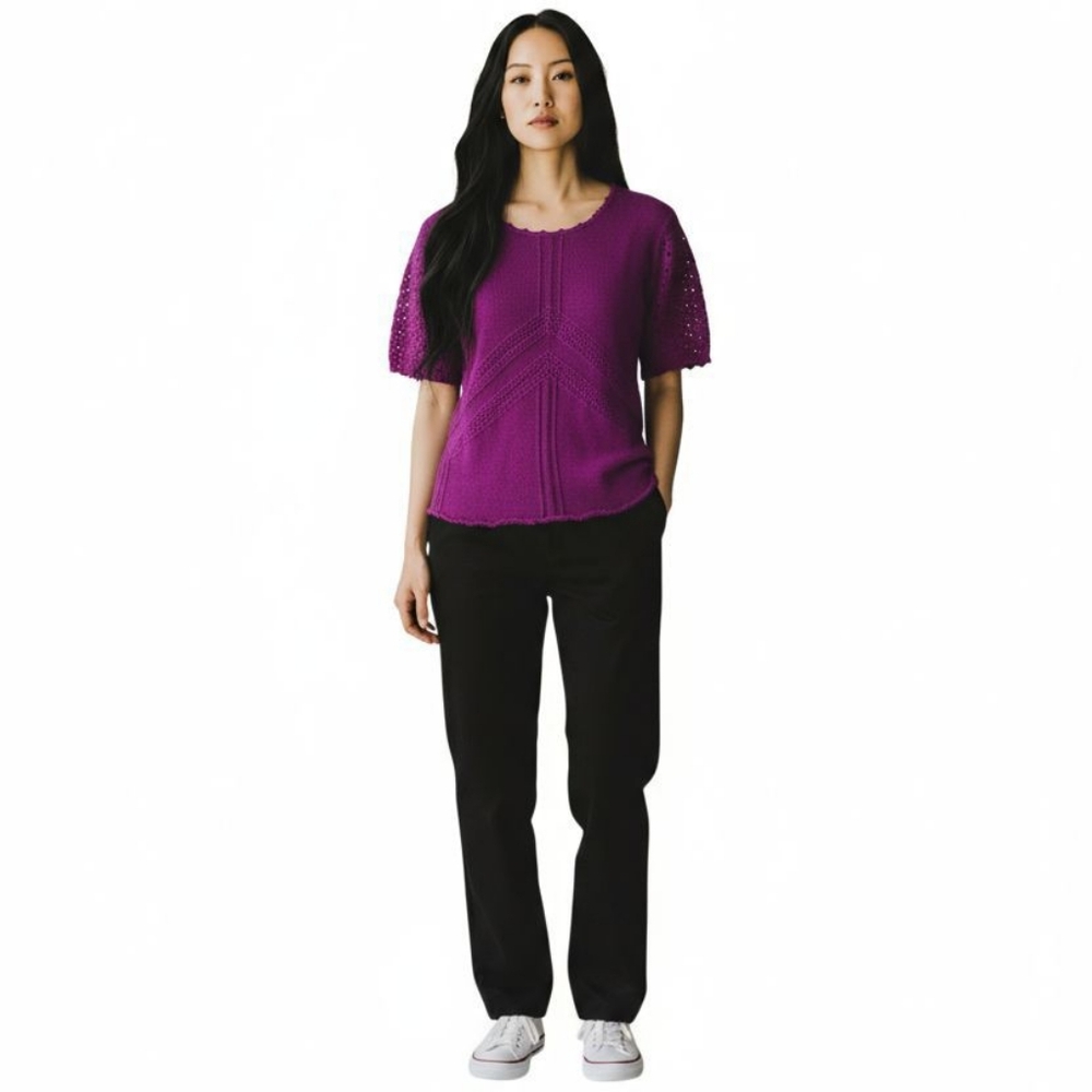 HEARTS OF PALM Purple Knit Women's Top SIZE SMALL